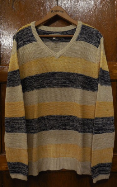 Revo. / Mix Border V-neck Lowgauge Knit