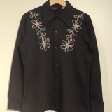 70's vintage Ladies 刺繍入りロングスリーブポリシャツ